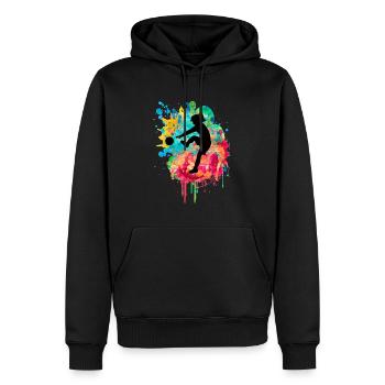Fussballerin - PopArt Style - Männer Premium Bio Hoodie - Schwarz - Vorne - Nico (187cm)