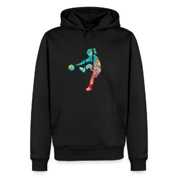 Fussballerin - PopArt Style - Männer Premium Bio Hoodie - Schwarz - Vorne - Nico (187cm)