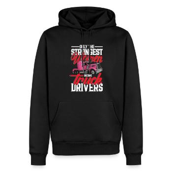 Seules les femmes les plus fortes deviennent conductrices de camion - Sweat à capuche Premium bio Homme - noir - Devant - Nico (187cm)