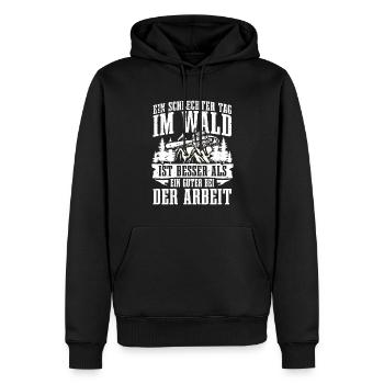 Ein schlechter Tag im Wald besser als bei der - Männer Premium Bio Hoodie - Schwarz - Vorne - Nico (187cm)