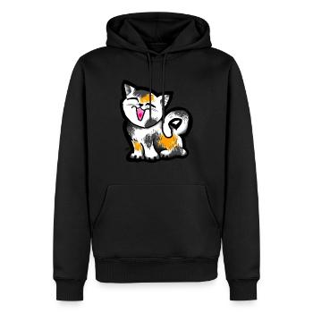 Drôle de chaton mignon. Charmant chaton qui rit. Miaou. - Sweat à capuche Premium bio Homme - noir - Devant - Nico (187cm)