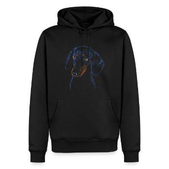 Dackel - Männer Premium Bio Hoodie - Schwarz - Vorne - Nico (187cm)