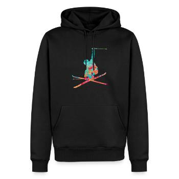 Skieur Sports d’hiver - PopArt Style - Sweat à capuche Premium bio Homme - noir - Devant - Nico (187cm)