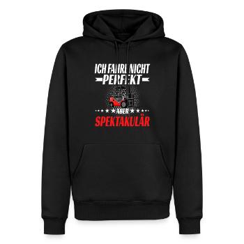 Ich fahre nicht perfekt aber spektakulär - Männer Premium Bio Hoodie - Schwarz - Vorne - Nico (187cm)