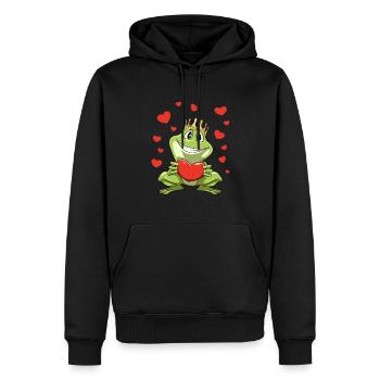 Belle grenouille drôle Saint Valentin - Sweat à capuche Premium bio Homme - noir - Devant - Nico (187cm)