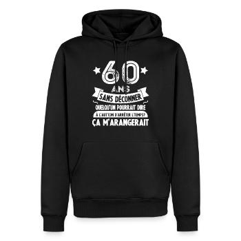 60 Ans Cadeau D'anniversaire 60 Ans - Sweat à capuche Premium bio Homme - noir - Devant - Nico (187cm)
