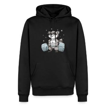 Waschbär Gewichtheben Fitness-Studio - Männer Premium Bio Hoodie - Schwarz - Vorne - Nico (187cm)