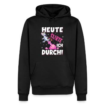 Heute Starte Ich Durch - Pupsen Einhorn - Männer Premium Bio Hoodie - Schwarz - Vorne - Nico (187cm)