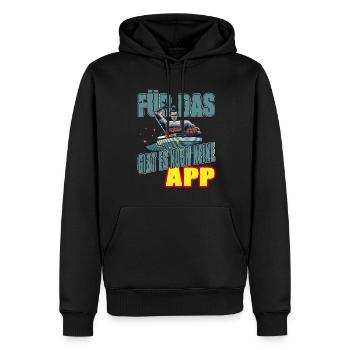 Für das gibt es noch keine App - Männer Premium Bio Hoodie - Schwarz - Vorne - Nico (187cm)