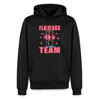 Flamingo Team - Männer Premium Bio Hoodie - Schwarz - Vorne - Nico (187cm)