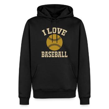 I Love Baseball Shirt - Männer Premium Bio Hoodie - Schwarz - Vorne - Nico (187cm)