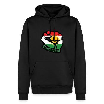 Kurde libre - Sweat à capuche Premium bio Homme - noir - Devant - Nico (187cm)