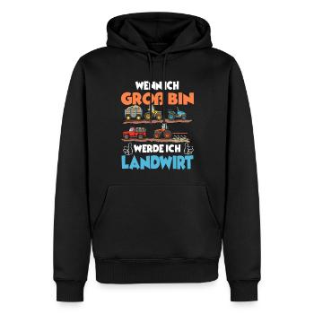 WENN ICH GROß BIN WERDE ICH LANDWIRT - Männer Premium Bio Hoodie - Schwarz - Vorne - Nico (187cm)