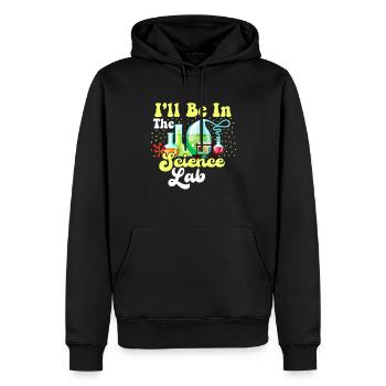 Je serai dans le laboratoire scientifique drôle - Sweat à capuche Premium bio Homme - noir - Devant - Nico (187cm)