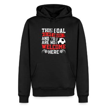 This Goal Is My House Lustige Fußball - Männer Premium Bio Hoodie - Schwarz - Vorne - Nico (187cm)