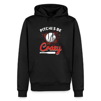Pitches Be Crazy Lustige Baseball Sport Spieler - Männer Premium Bio Hoodie - Schwarz - Vorne - Nico (187cm)