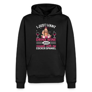 Drink Wine Cuddle With Cocker Spaniel - Men’s Premium Organic Hoodie - black - Front - Nico (187cm)