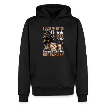 Buvez du café et câlinez-vous avec Rottweiler - Sweat à capuche Premium bio Homme - noir - Devant - Nico (187cm)