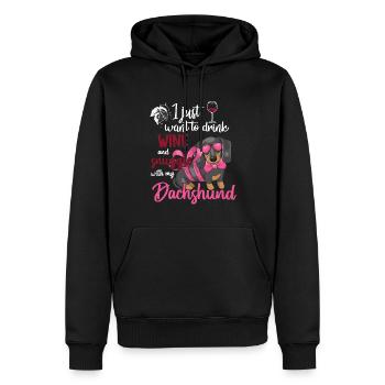 Buvez du vin câlin avec le propriétaire du teckel - Sweat à capuche Premium bio Homme - noir - Devant - Nico (187cm)