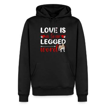 Französische Bulldogge Liebe Vierbeiner Wort - Männer Premium Bio Hoodie - Schwarz - Vorne - Nico (187cm)