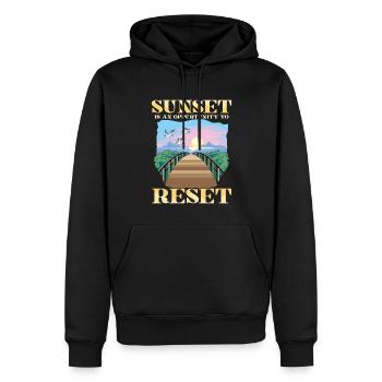 Sunset Is An Oppurtunity To Reset für einen - Männer Premium Bio Hoodie - Schwarz - Vorne - Nico (187cm)