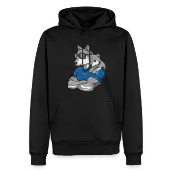 Starker Wolf mit Wolfs Kind für einen Wolf - Männer Premium Bio Hoodie - Schwarz - Vorne - Nico (187cm)