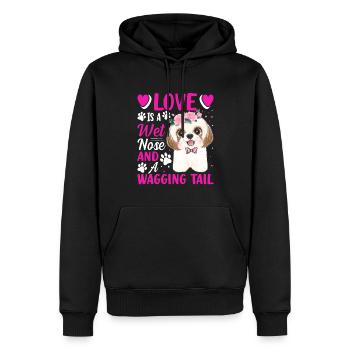 Shih Tzu Love Est Nez Mouillé Remuant Queue Fun Chien - Sweat à capuche Premium bio Homme - noir - Devant - Nico (187cm)