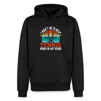 Tennis Runs In My Veins Funny Sports Player Coach - Männer Premium Bio Hoodie - Schwarz - Vorne - Nico (187cm)