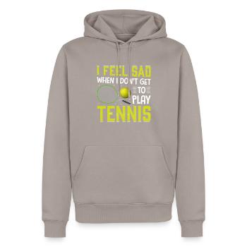 I'm not allowed to play tennis funny - Men’s Premium Organic Hoodie - taupe - Front - Nico (187cm)