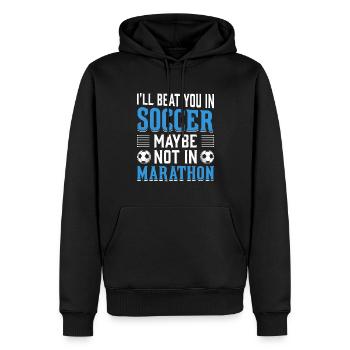 Je t’ai battu plus drôle au football - Sweat à capuche Premium bio Homme - noir - Devant - Nico (187cm)