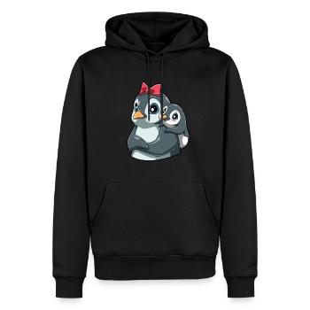 Liebevoller Pinguin mit Pinguin Kind für Pinguin - Männer Premium Bio Hoodie - Schwarz - Vorne - Nico (187cm)