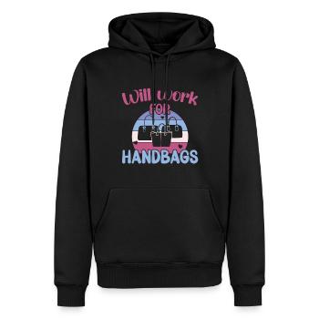 Will work for Handbags / Shopping Handbag - Männer Premium Bio Hoodie - Schwarz - Vorne - Nico (187cm)