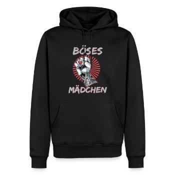 Böses Mädchen für eine Feministin und - Männer Premium Bio Hoodie - Schwarz - Vorne - Nico (187cm)