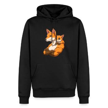 Starker Fuchs mit Fuchs Kind für einen Fuchs - Männer Premium Bio Hoodie - Schwarz - Vorne - Nico (187cm)