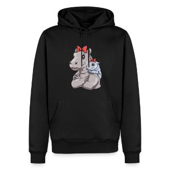 Liebevolles Nilpferd mit Nilpferd Kind - Männer Premium Bio Hoodie - Schwarz - Vorne - Nico (187cm)