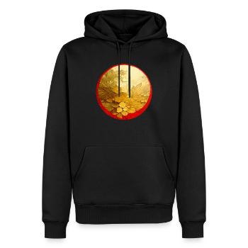Japan Lotus Red and Gold - Men’s Premium Organic Hoodie - black - Front - Nico (187cm)