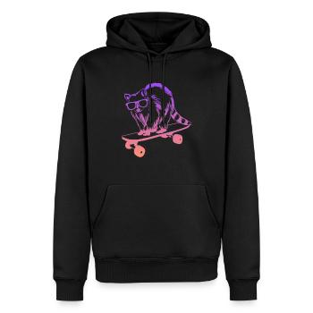 Skater Waschbär Skateboard Tricks Skateboarding - Männer Premium Bio Hoodie - Schwarz - Vorne - Nico (187cm)