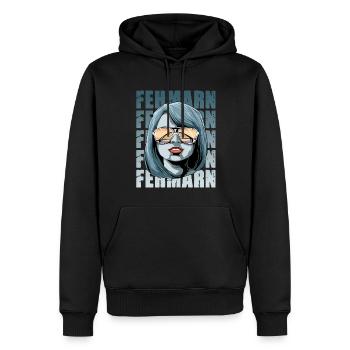 Fehmarn Fehmarnundbrücke Sonnenbrille - Männer Premium Bio Hoodie - Schwarz - Vorne - Nico (187cm)