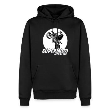 Supermoto / Supermotard / Supermoto Wheelie Biker - Sweat à capuche Premium bio Homme - noir - Devant - Nico (187cm)