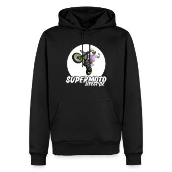 Supermoto / Supermotard / Supermoto Wheelie Biker - Sweat à capuche Premium bio Homme - noir - Devant - Nico (187cm)