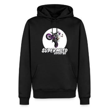 Supermoto / Supermotard / Supermoto Wheelie Biker - Sweat à capuche Premium bio Homme - noir - Devant - Nico (187cm)