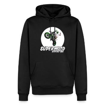 Supermoto / Supermotard / Supermoto Wheelie Biker - Sweat à capuche Premium bio Homme - noir - Devant - Nico (187cm)