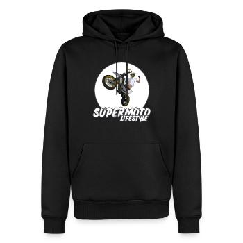 Supermoto / Supermotard / Supermoto Wheelie Biker - Sweat à capuche Premium bio Homme - noir - Devant - Nico (187cm)