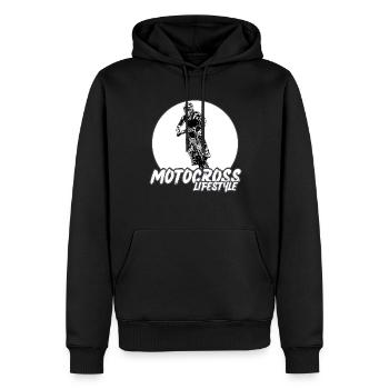 Motocross / Enduro / Freestyle mx / Dirtbike retro - Männer Premium Bio Hoodie - Schwarz - Vorne - Nico (187cm)