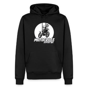 Motocross / Enduro / Freestyle mx / Dirtbike retro - Männer Premium Bio Hoodie - Schwarz - Vorne - Nico (187cm)