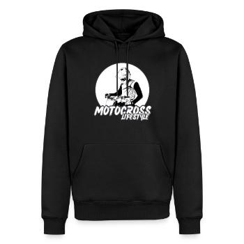 Motocross/enduro/freestyle mx/dirt bike rétro - Sweat à capuche Premium bio Homme - noir - Devant - Nico (187cm)