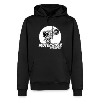 Motocross / Enduro / Freestyle mx / Dirtbike retro - Männer Premium Bio Hoodie - Schwarz - Vorne - Nico (187cm)