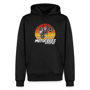 Motocross / Enduro / Freestyle mx / Dirtbike rétro - Sweat à capuche Premium bio Homme - noir - Devant - Nico (187cm)
