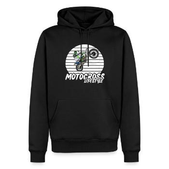 Motocross / Enduro / Freestyle mx / Dirtbike retro - Männer Premium Bio Hoodie - Schwarz - Vorne - Nico (187cm)