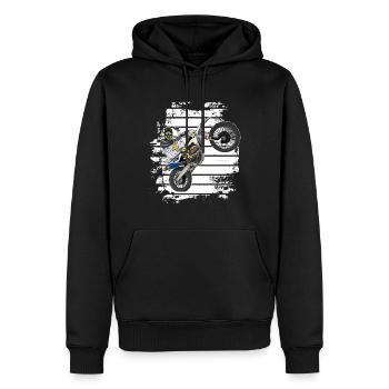Motocross / Enduro / Freestyle mx / Dirtbike rétro - Sweat à capuche Premium bio Homme - noir - Devant - Nico (187cm)